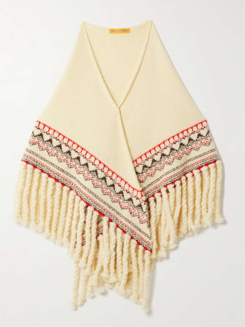 Guest In Residence Cloud Chalet Fringed Fair Isle Wool And Cashmere-blend Shawl
