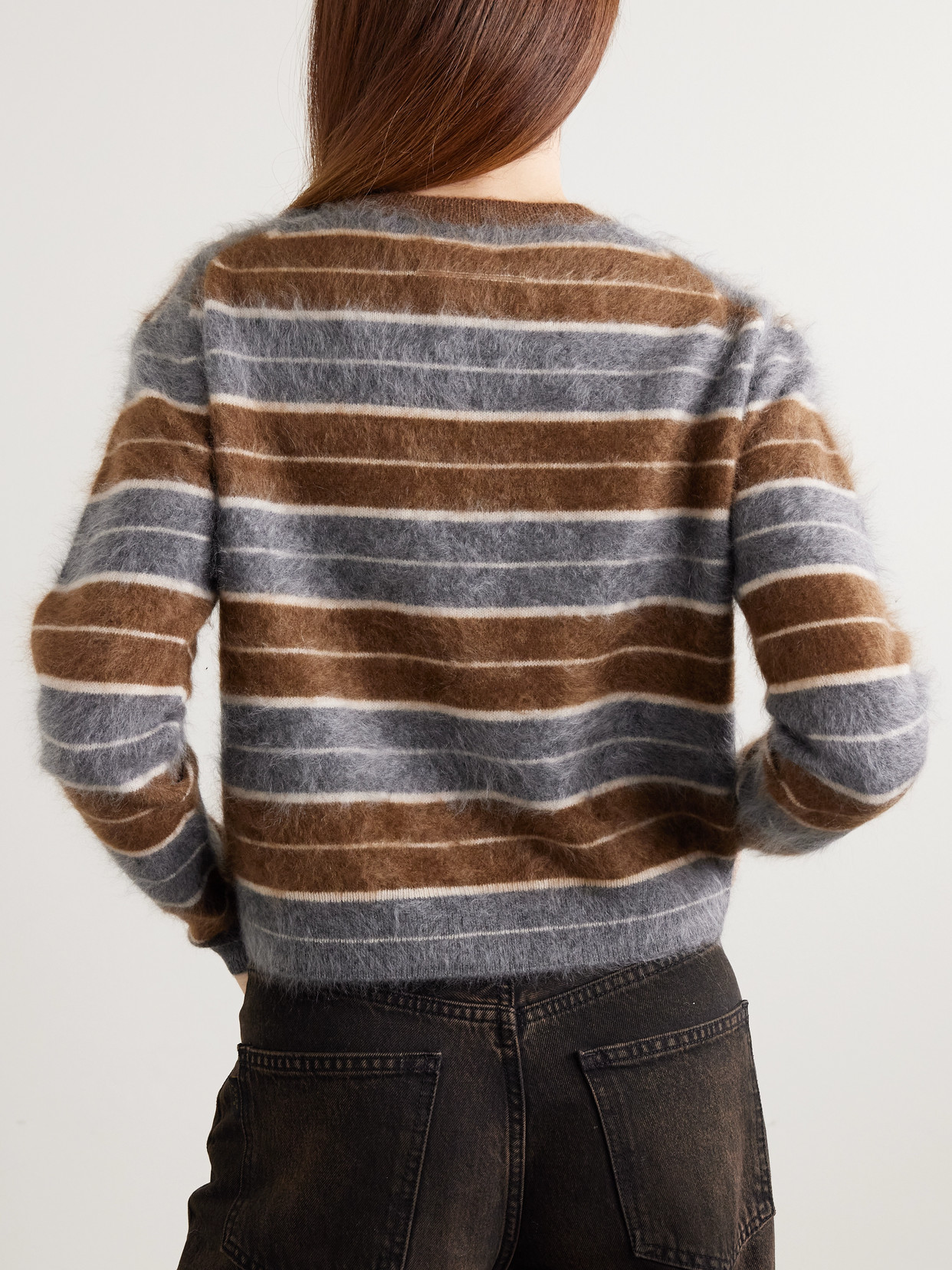 Grizzly Striped Brushed-Cashmere Sweater