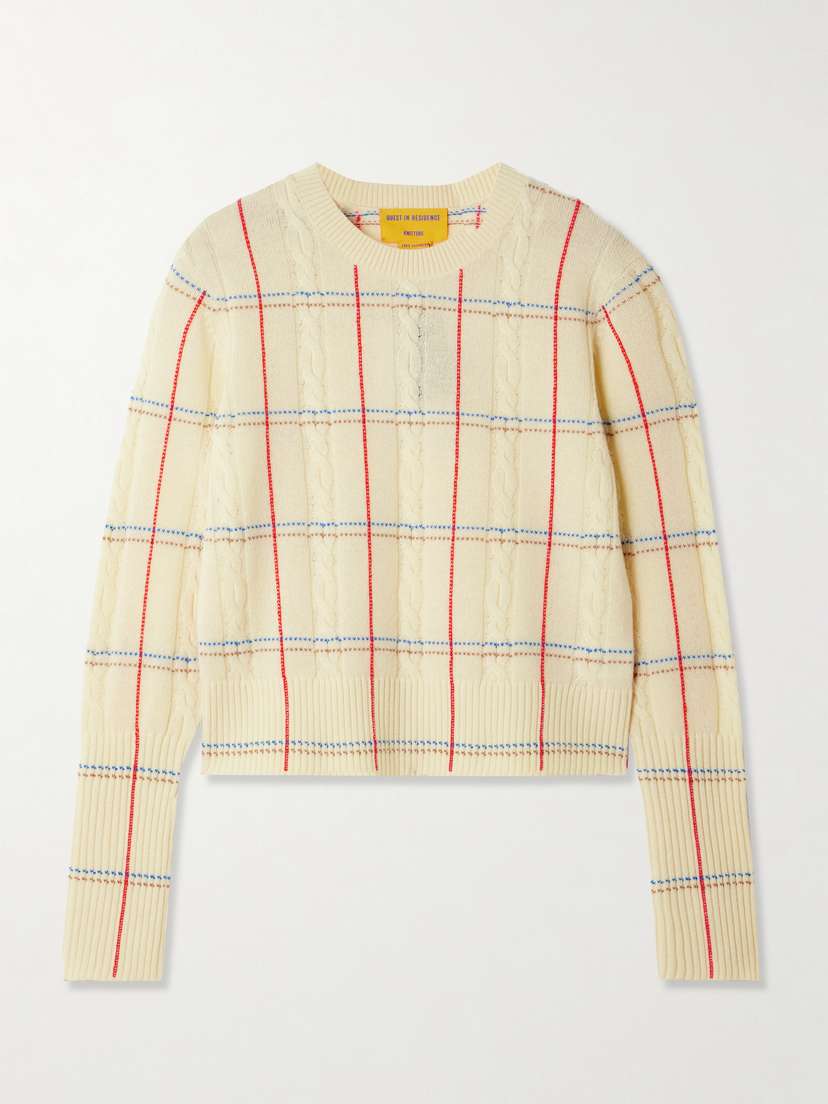 Guest In Residence Shrunken Checked Cashmere Sweater