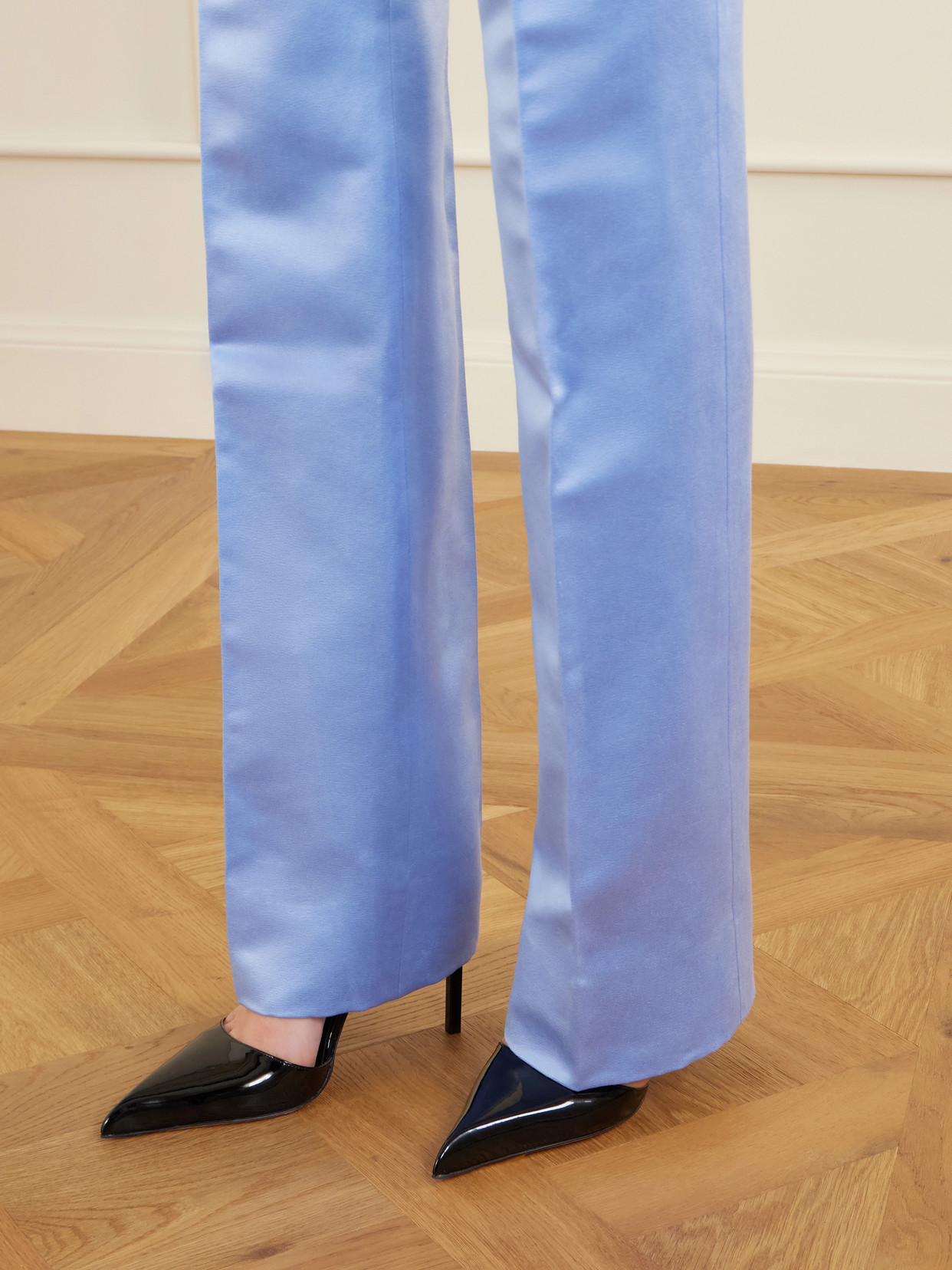 Tom Ford Cotton And Silk-blend Duchesse Satin Straight-leg Pants In Blue
