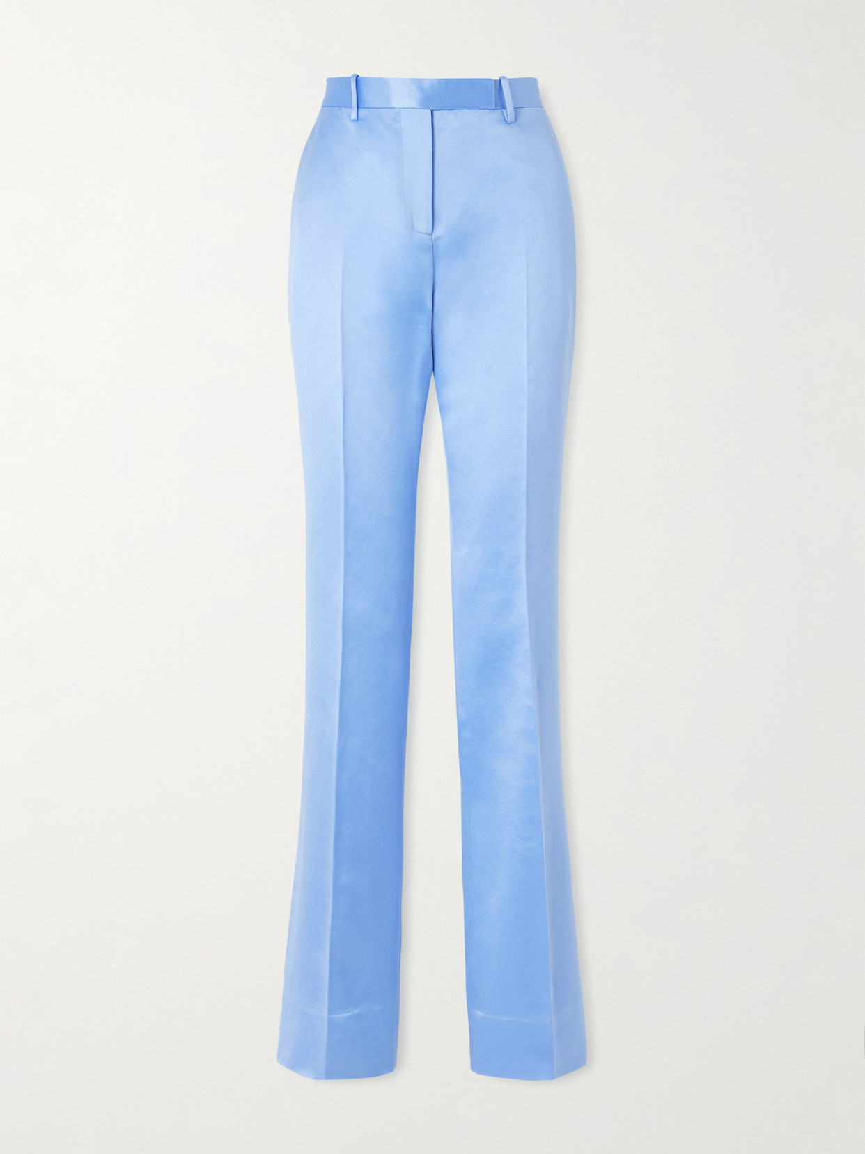 Tom Ford Cotton And Silk-blend Duchesse Satin Straight-leg Pants In Blue