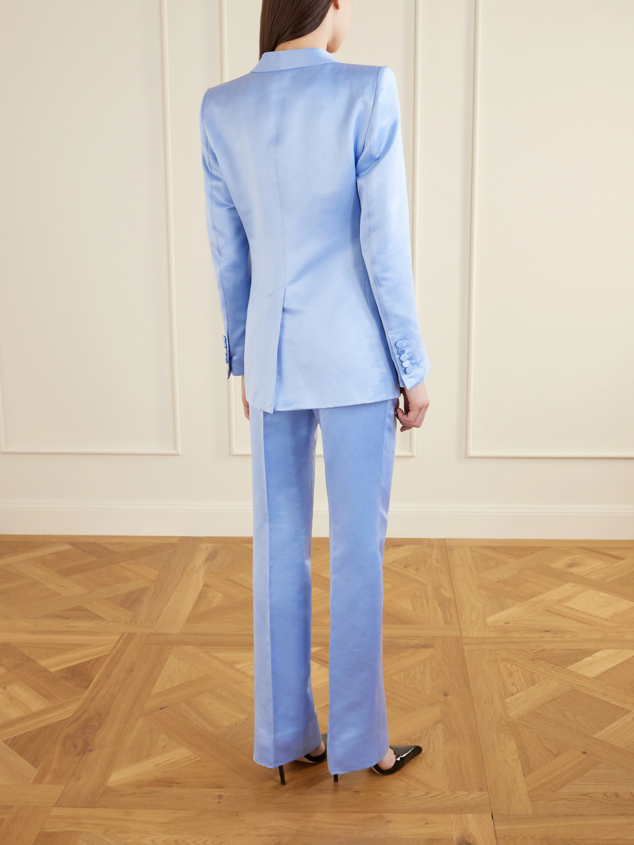 Tom Ford Cotton And Silk-blend Duchesse-satin Blazer In Blue