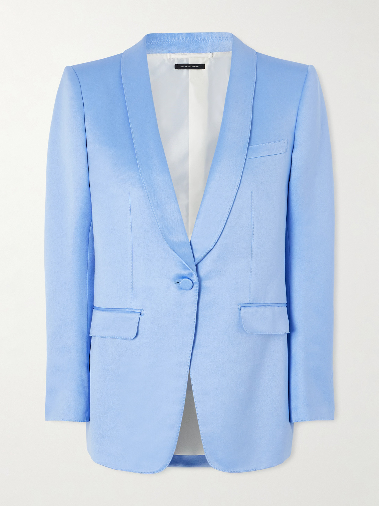 Tom Ford Cotton And Silk-blend Duchesse-satin Blazer In Blue