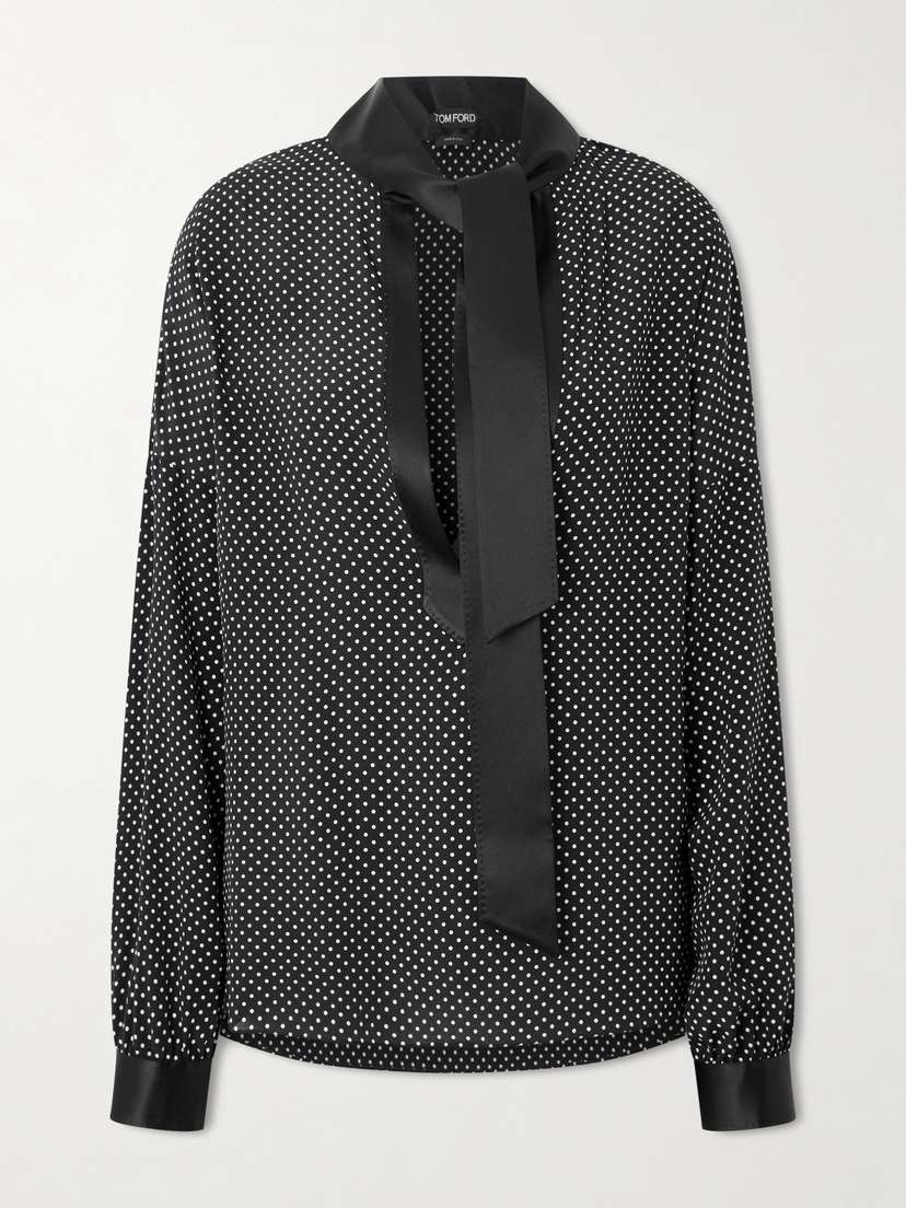 Tom Ford Pussy-bow Polka-dot Silk-satin Blouse