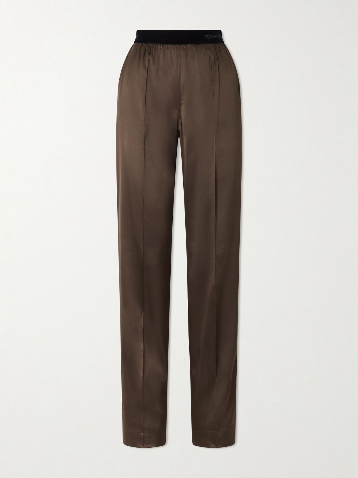 Tom Ford Silk-blend Satin Pants In Brown