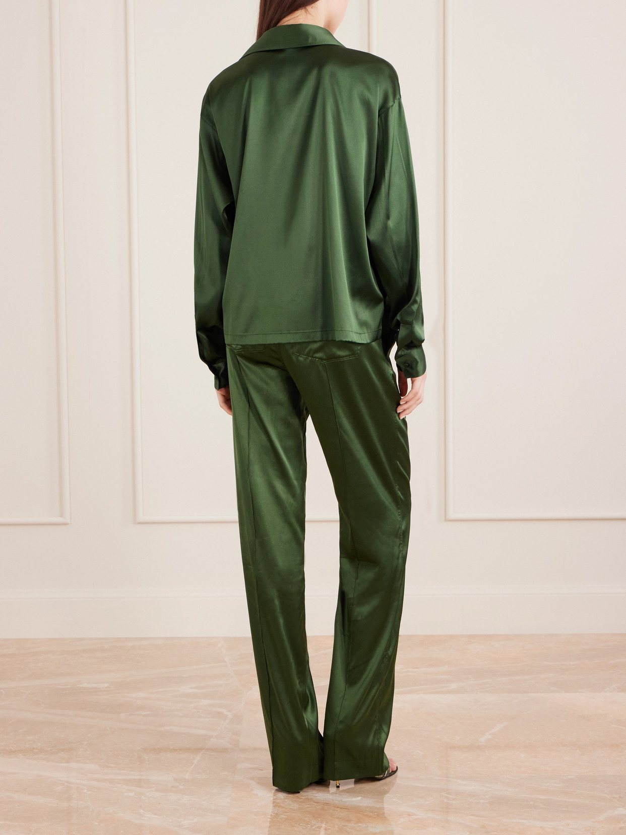 Tom Ford Silk-blend Satin Blouse In Green