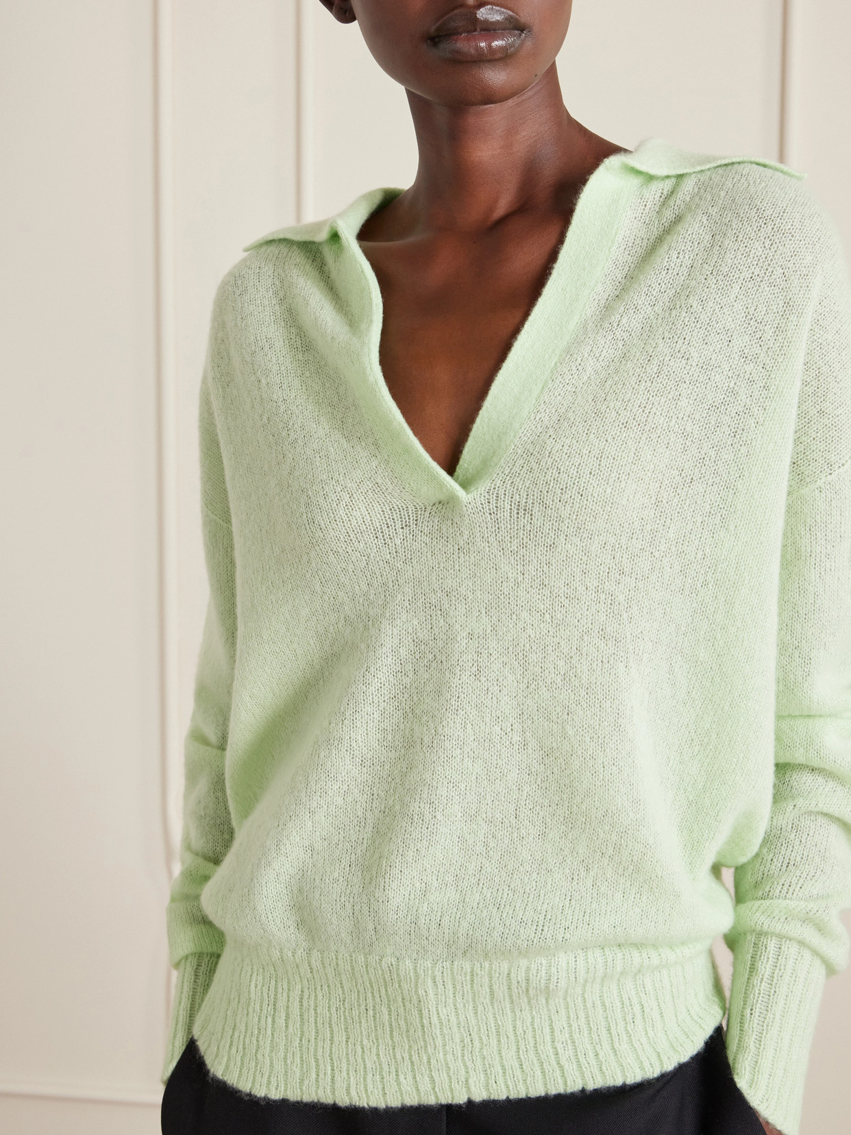 Cashmere-Blend Polo Sweater