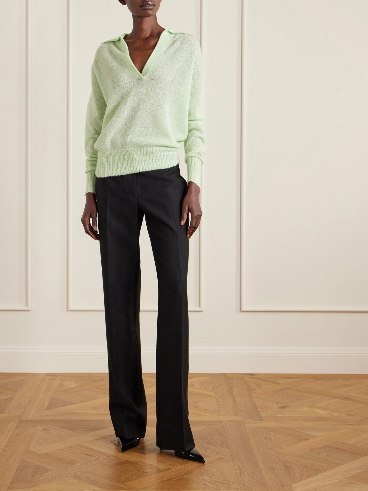 Cashmere-Blend Polo Sweater