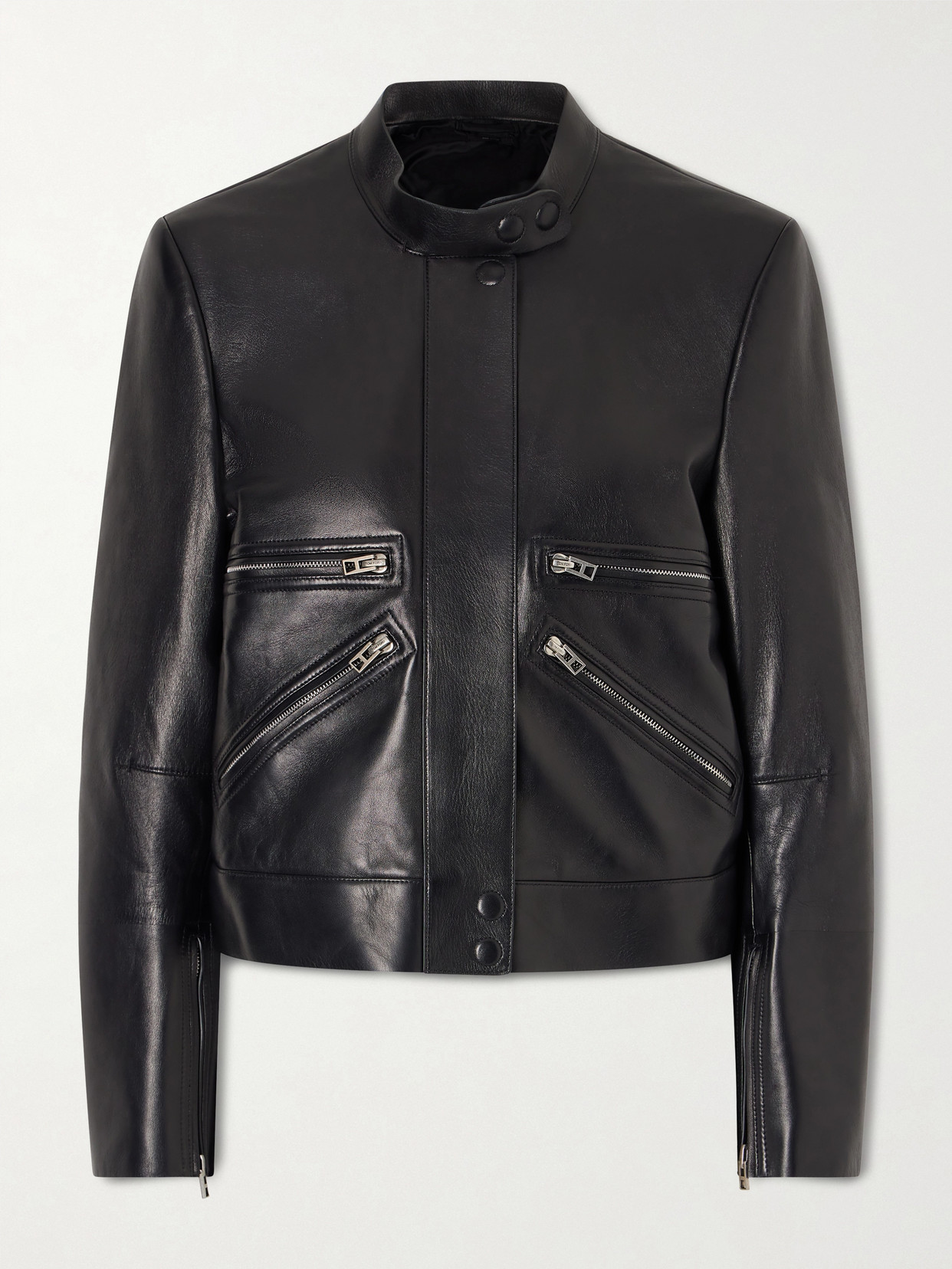Tom Ford Leather Biker Jacket In Black