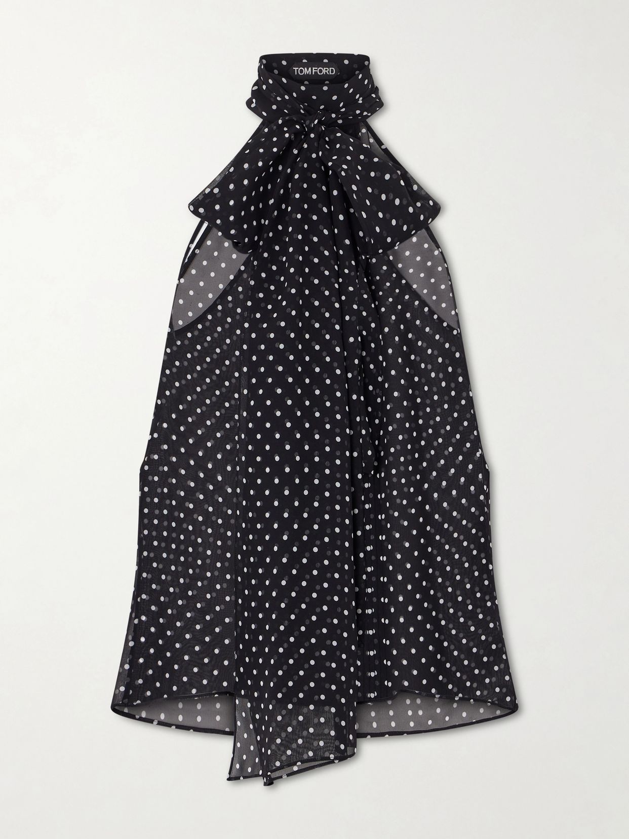 Tom Ford Pussy Bow Polka Dot Silk Georgette Top