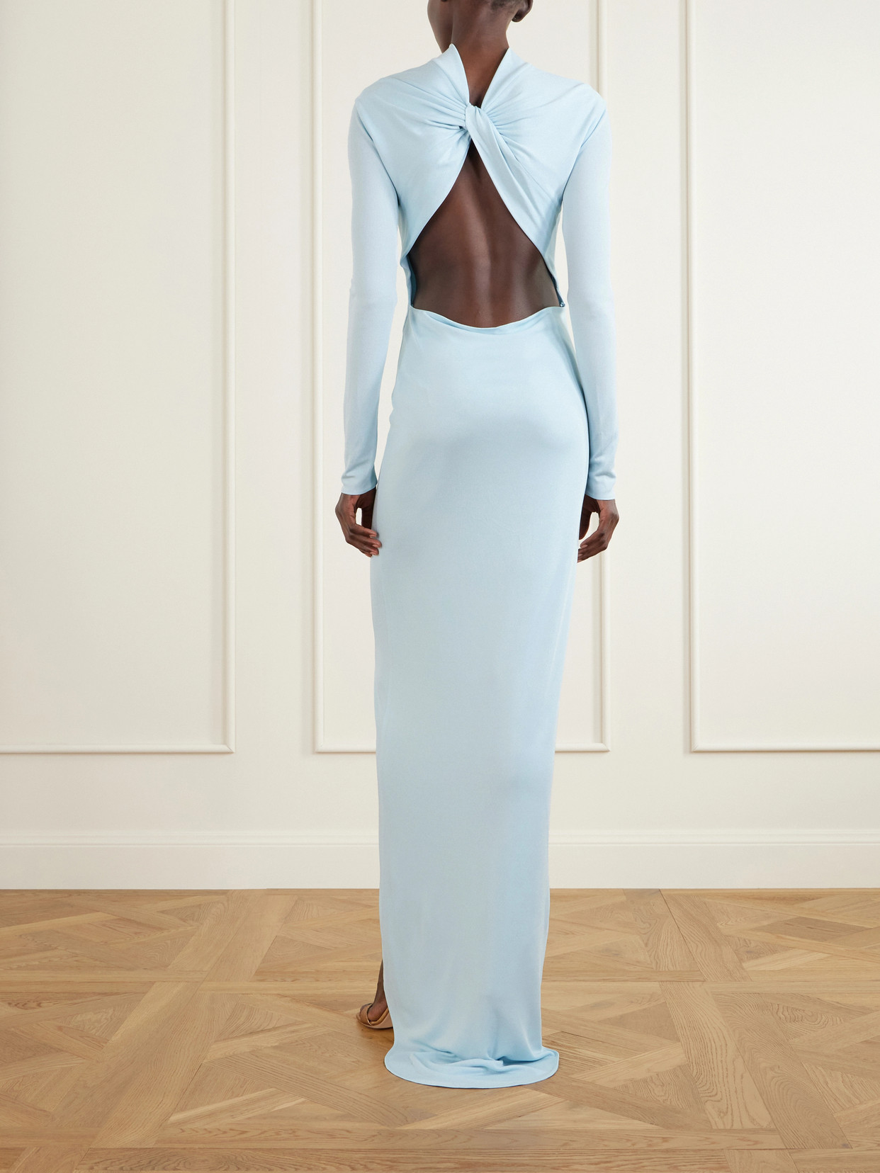 Tom Ford Open-back Crepe-jersey Gown In Blue