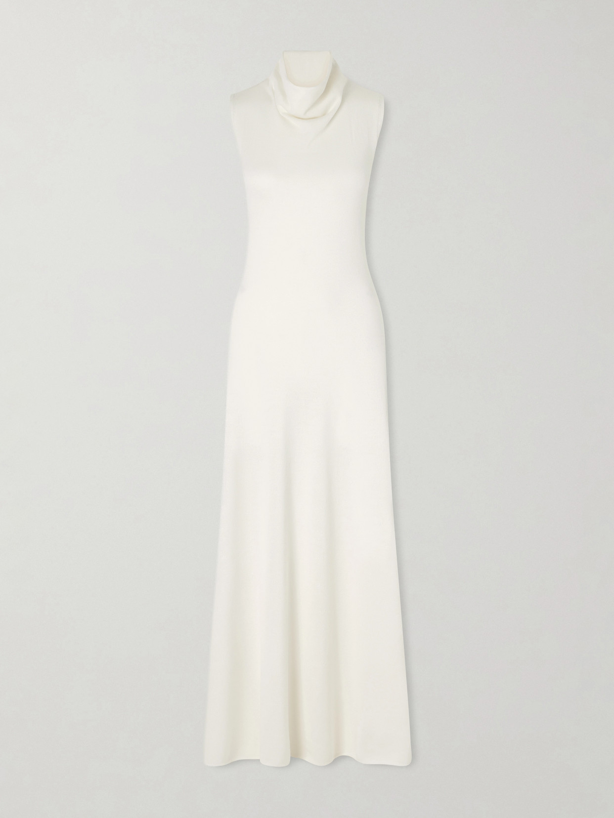 Tom Ford Draped Wool-blend Piqué Maxi Dress In White