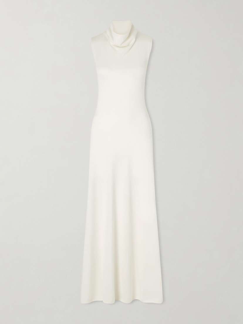 Tom Ford Draped Wool-blend Piqué Maxi Dress