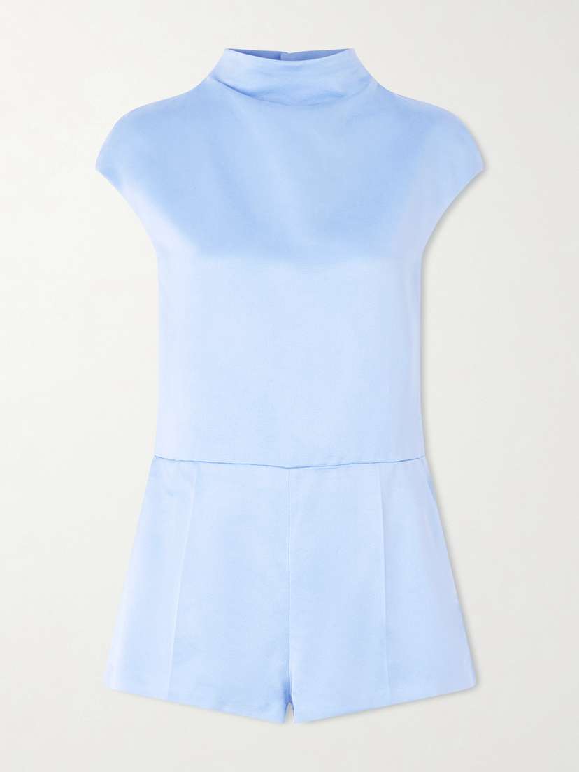 Tom Ford Open-back Cotton And Silk-blend Duchesse-satin Turtleneck Playsuit