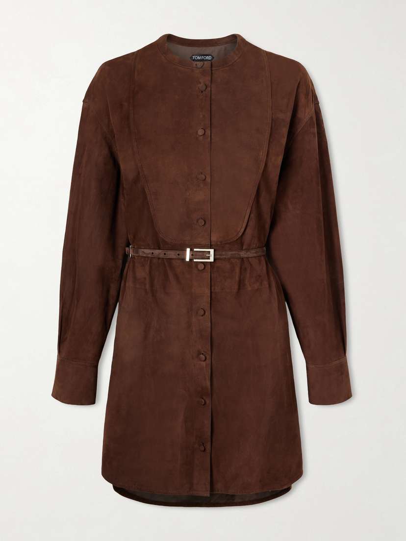 Tom Ford Belted Suede Mini Shirt Dress