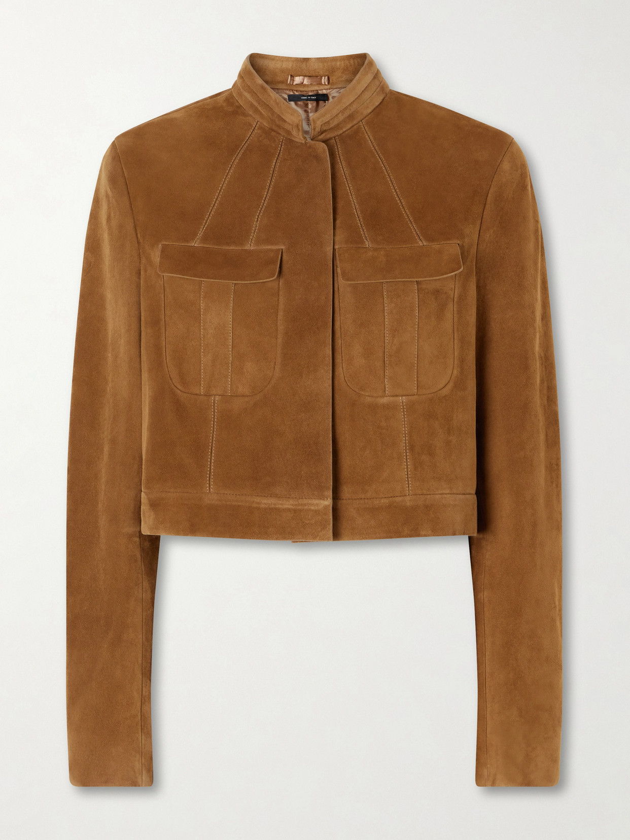 Tom Ford Cropped Suede Jacket In Brown