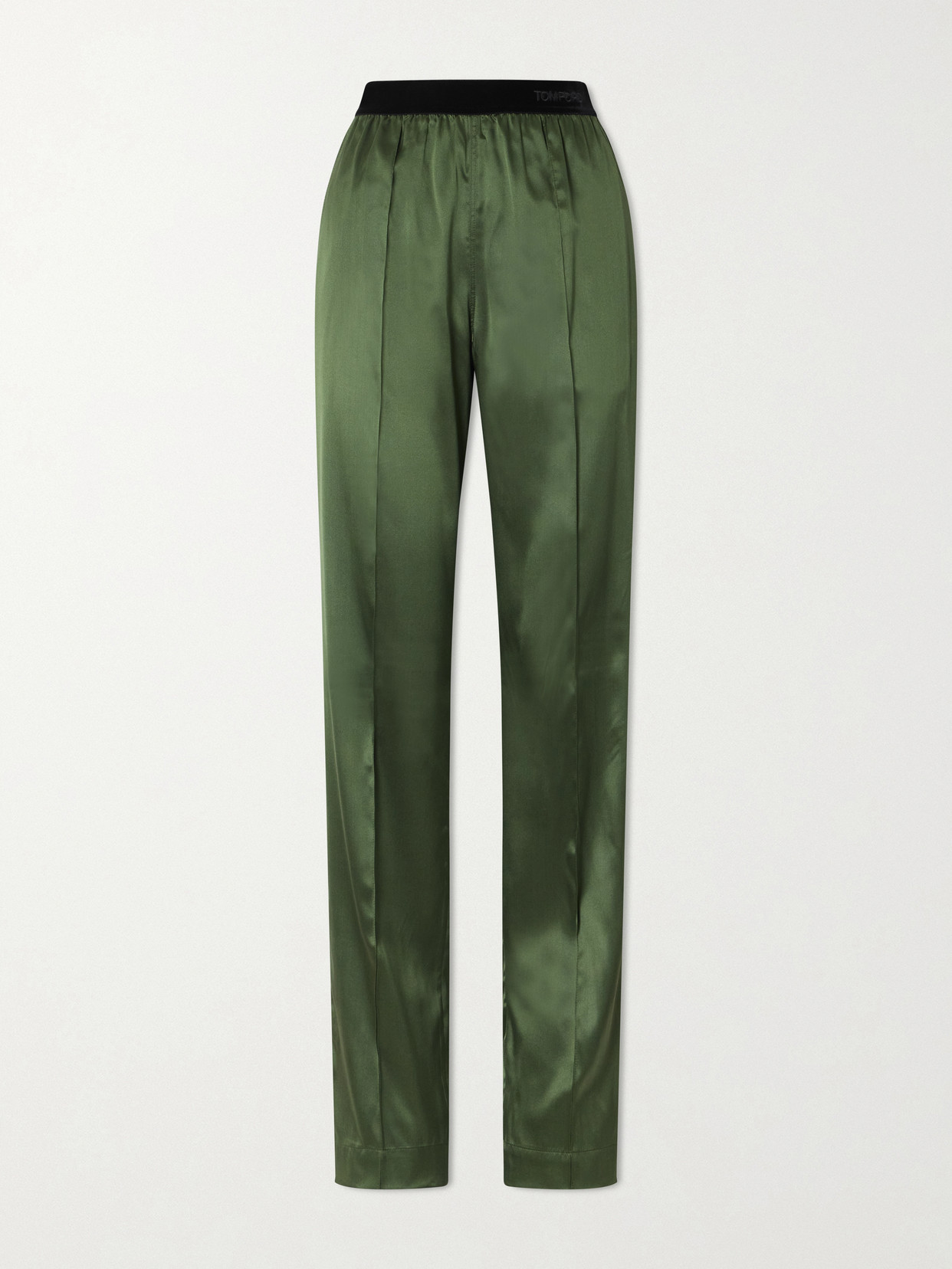 Tom Ford Silk-blend Satin Pants In Green