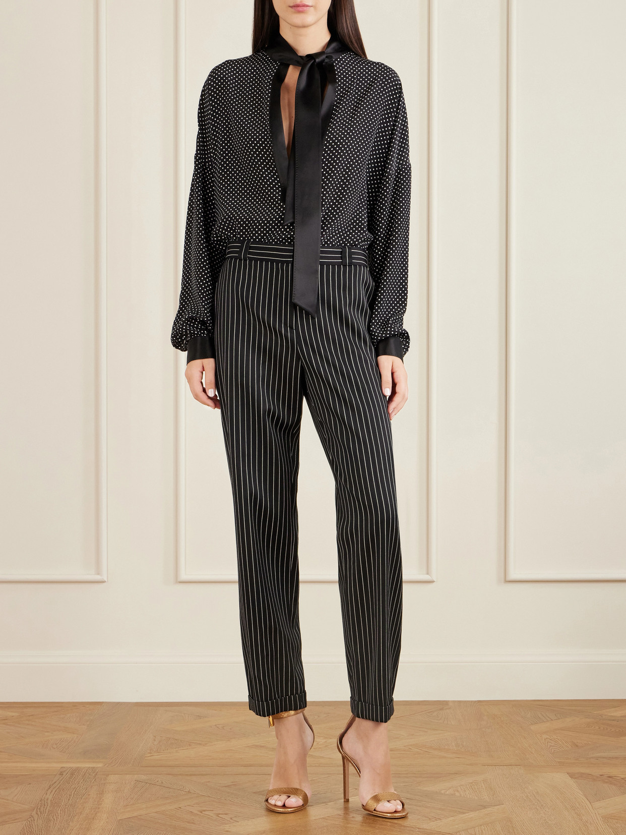 Tom Ford Women Navy Blue Wool Striped Trousers, 28 Luxury Pants For Women Darveys In Black