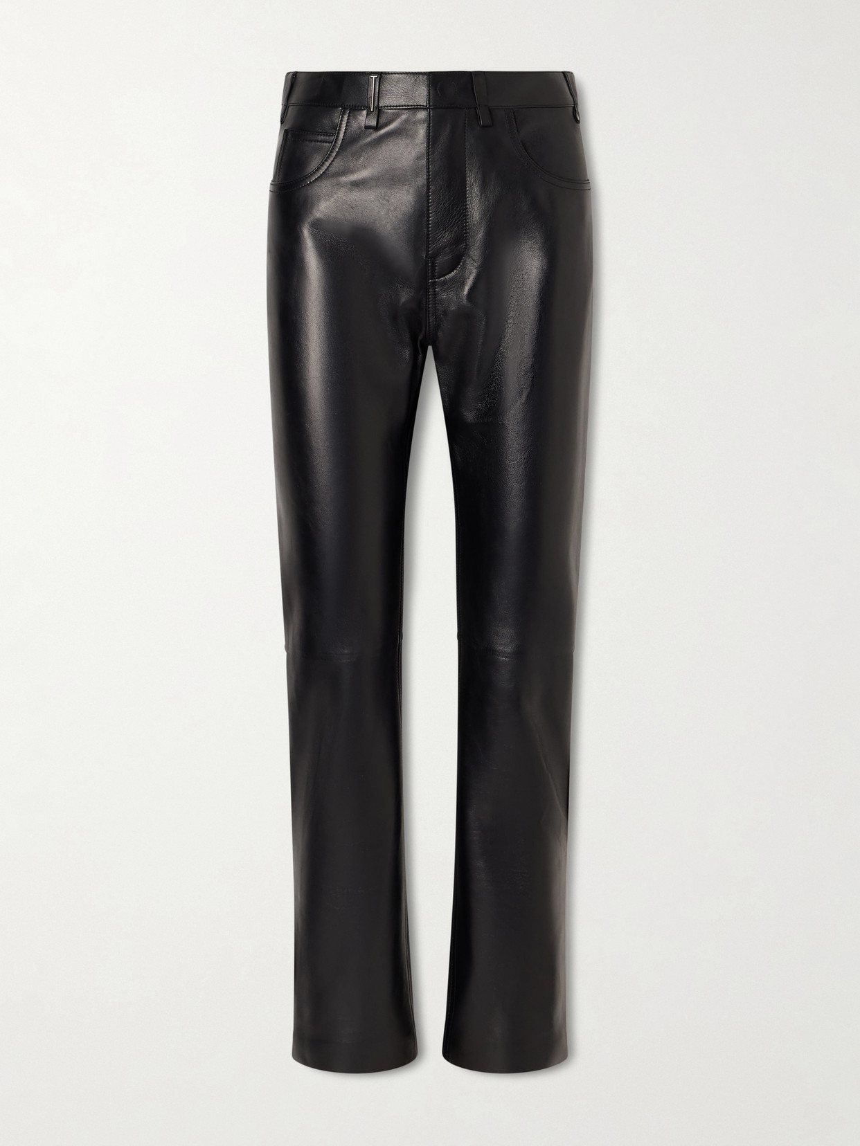 Tom Ford Leather Straight-leg Pants In Black