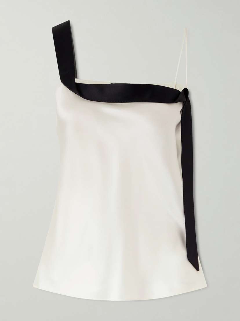 Tom Ford Asymmetric Draped Two-tone Silk-satin Camisole