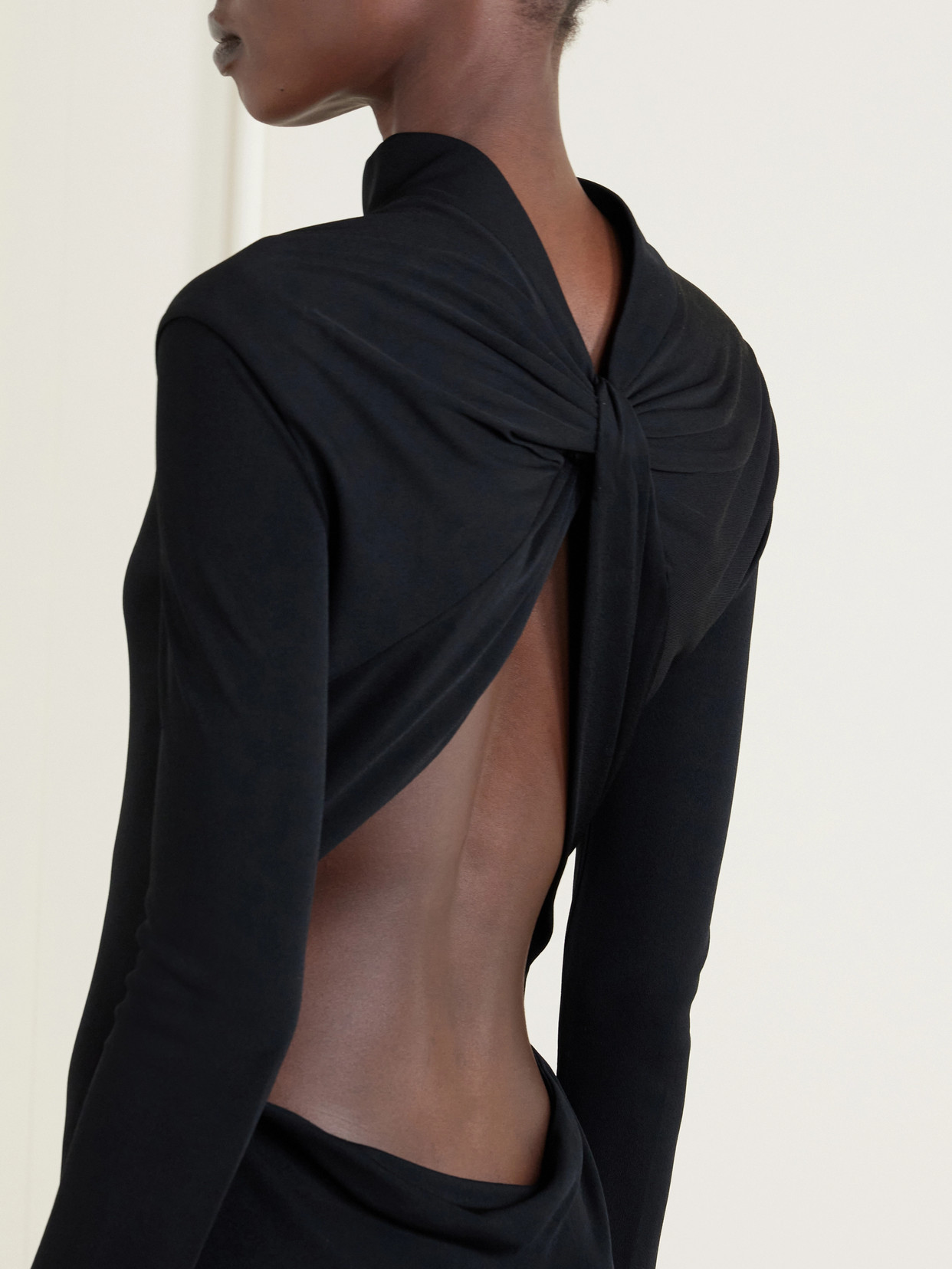 Tom Ford Open-back Crepe-jersey Gown In Black