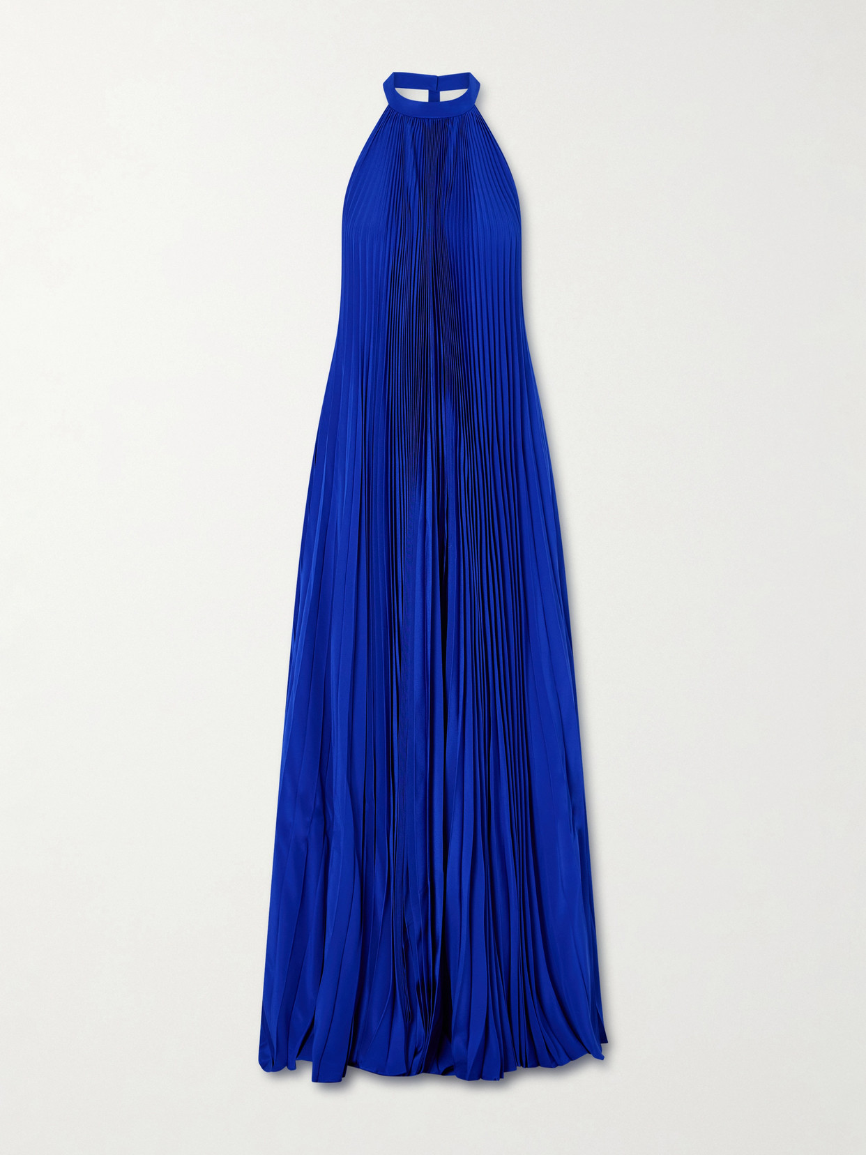 Tom Ford Plissé Silk Crepe De Chine Halterneck Gown In Blue