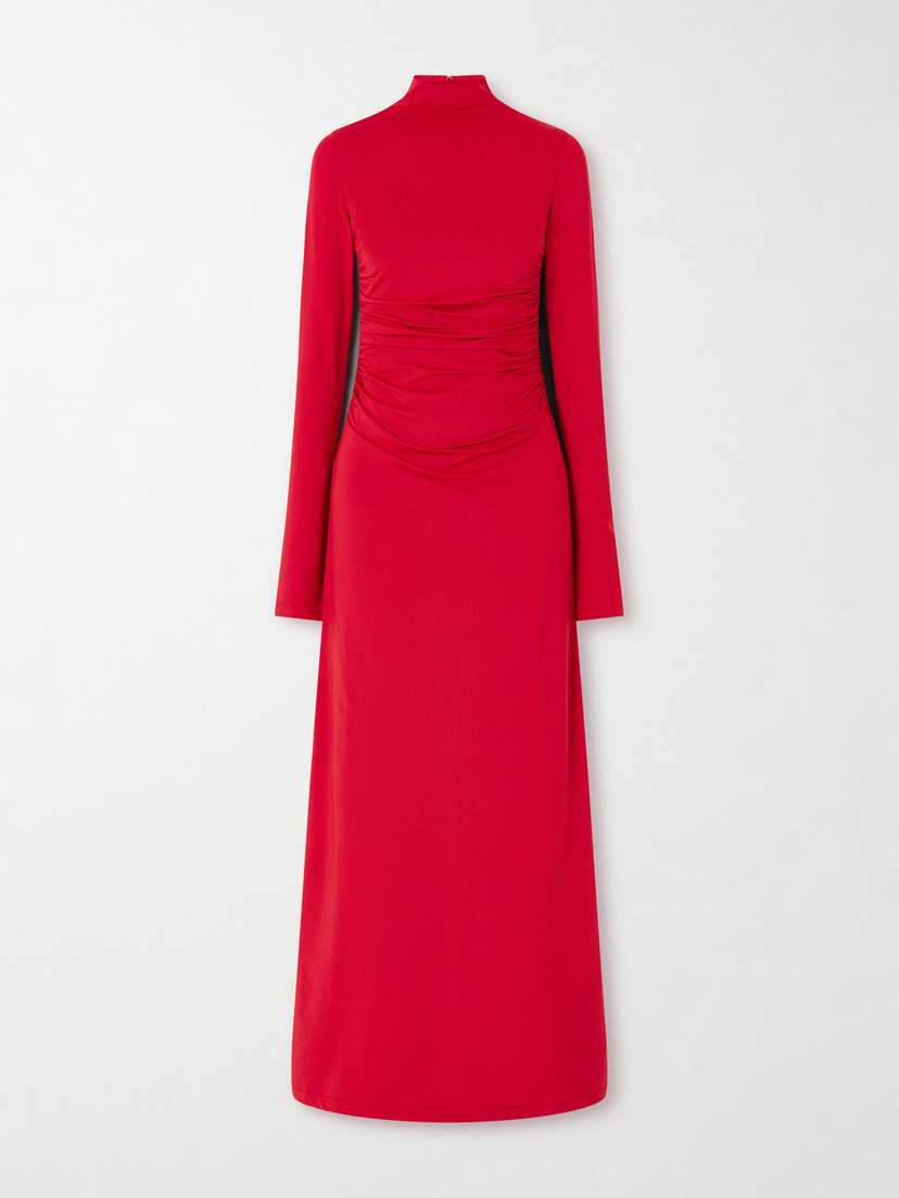 Altuzarra Jazmina Ruched Stretch-jersey Mock-neck Maxi Dress