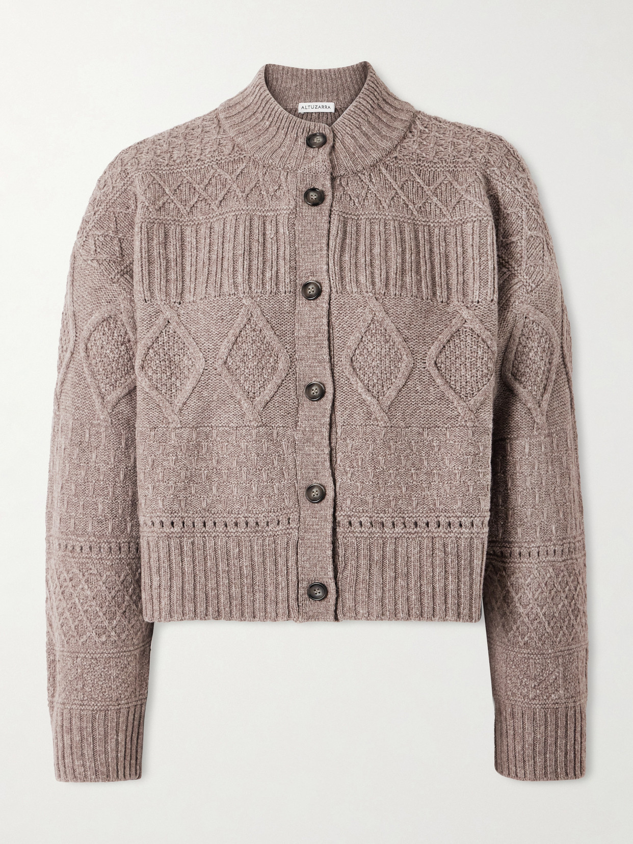 Altuzarra Amory Cropped Cable-knit Wool-blend Cardigan In Neutral