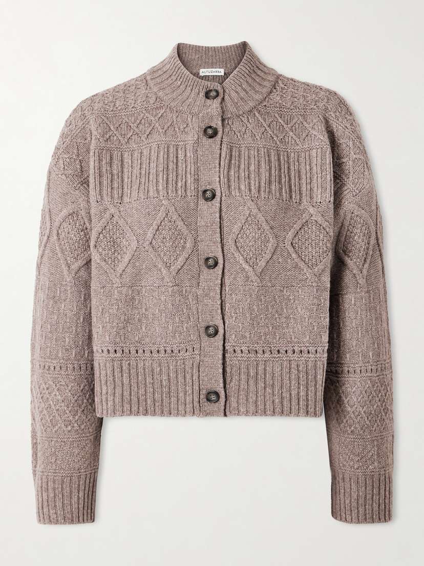Altuzarra Amory Cropped Cable-knit Wool-blend Cardigan