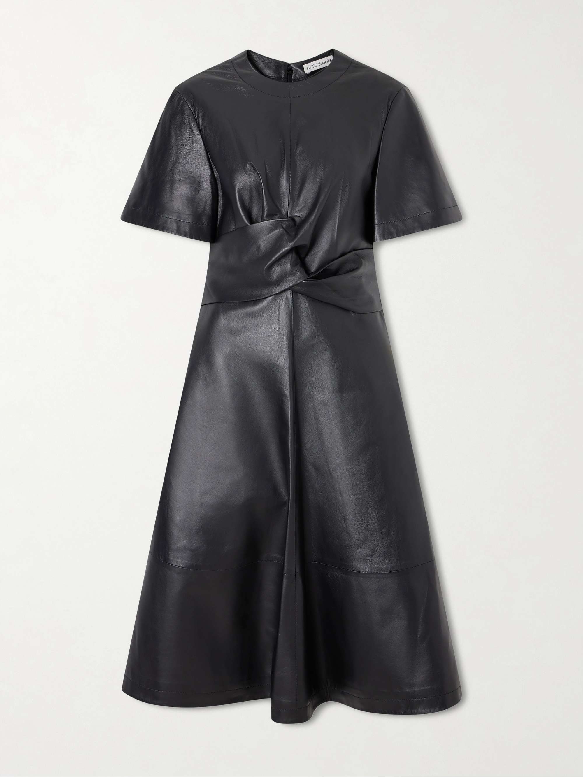 ALTUZARRA Kirsty Wrap effect Paneled Leather Midi Dress NET A PORTER