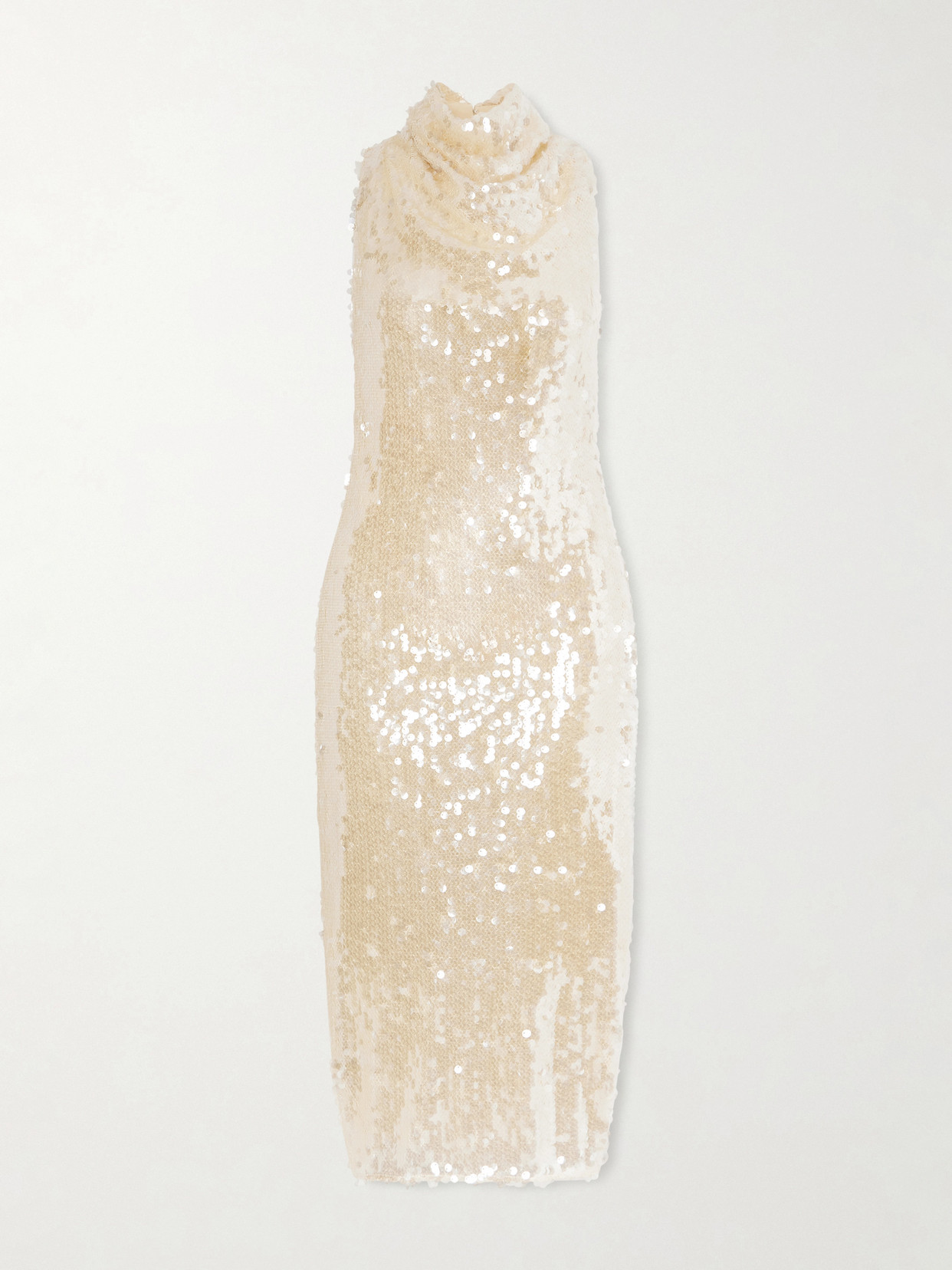 Altuzarra Noor Draped Sequined Chiffon Midi Dress In Neutral