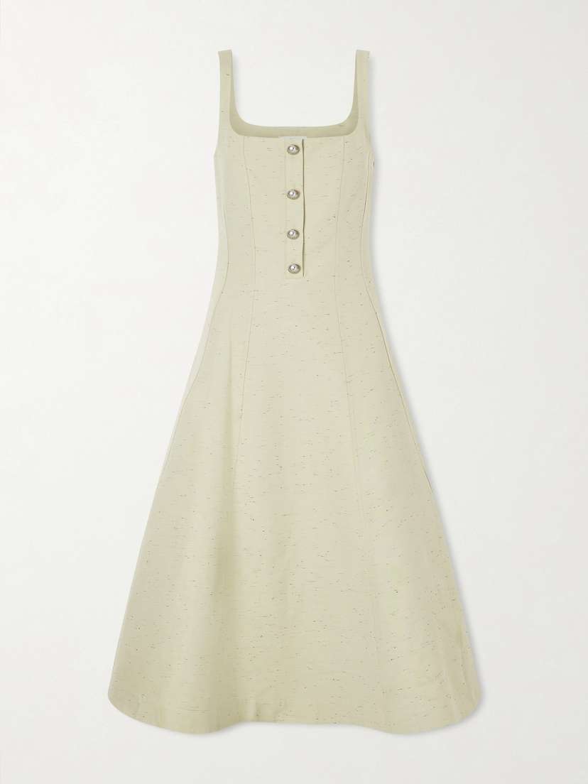 Altuzarra Orrie Button-embellished Cotton-blend Midi Dress