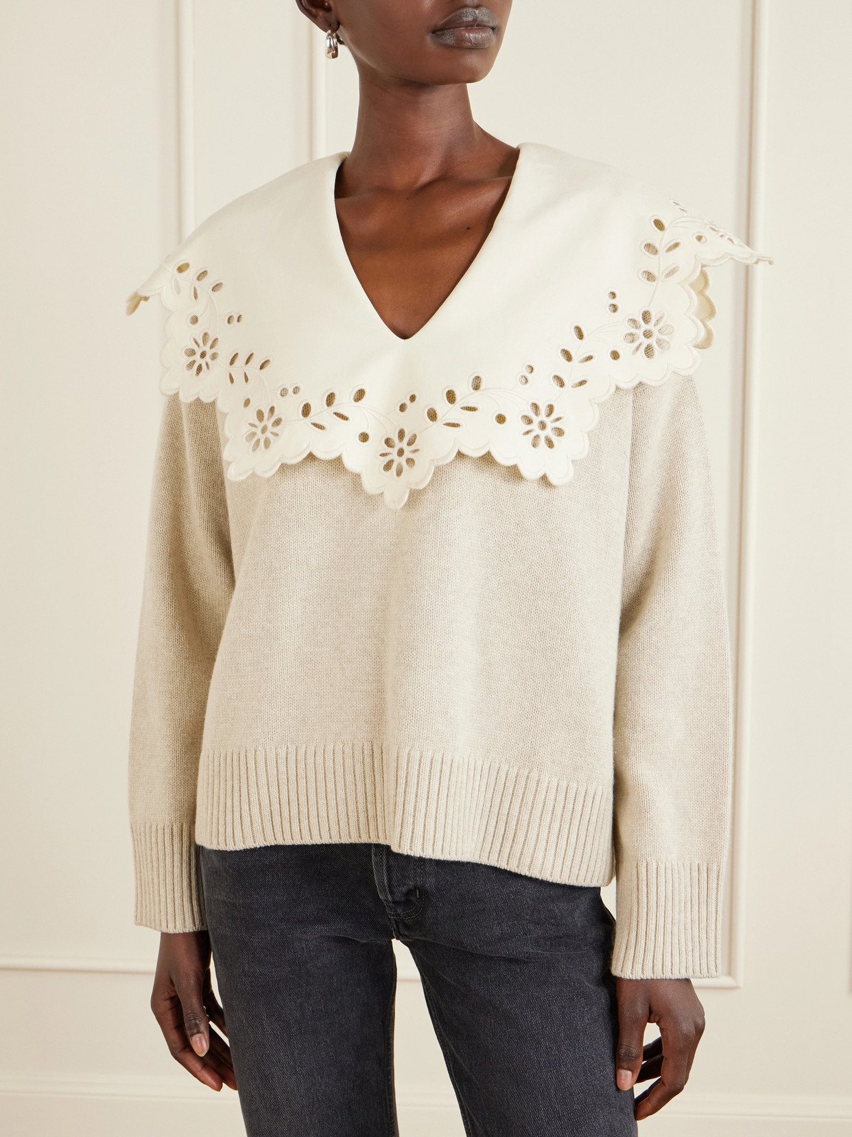 Toro Broderie Anglaise-Trimmed Sweater