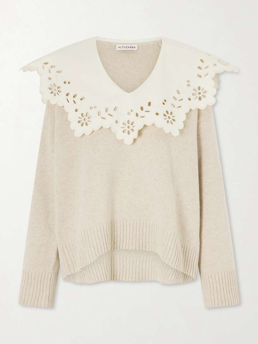 Altuzarra Toro Broderie Anglaise-trimmed Wool Sweater