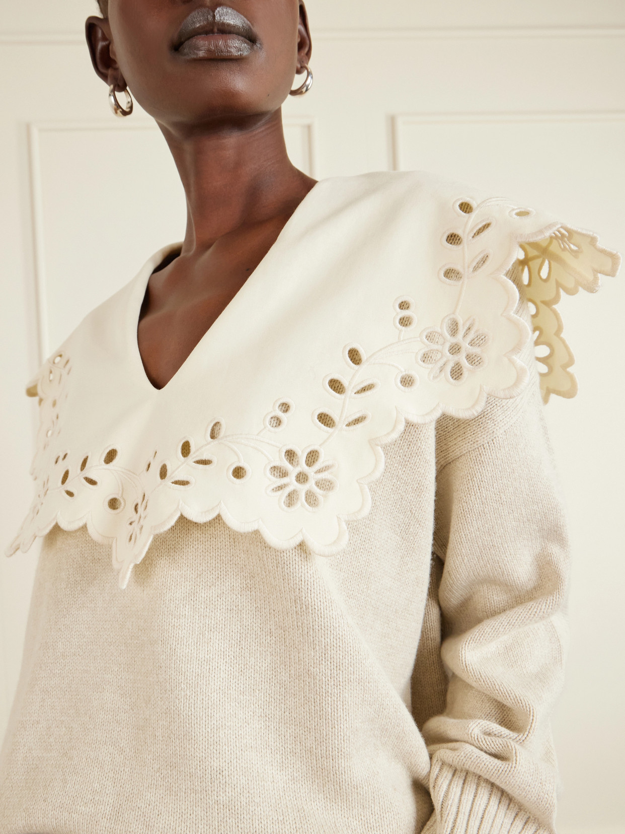 Toro Broderie Anglaise-Trimmed Sweater