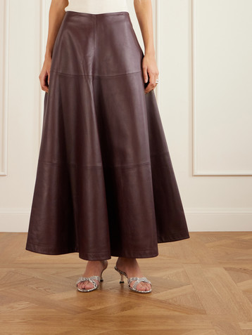 Altuzarra Varda paneled leather midi skirt