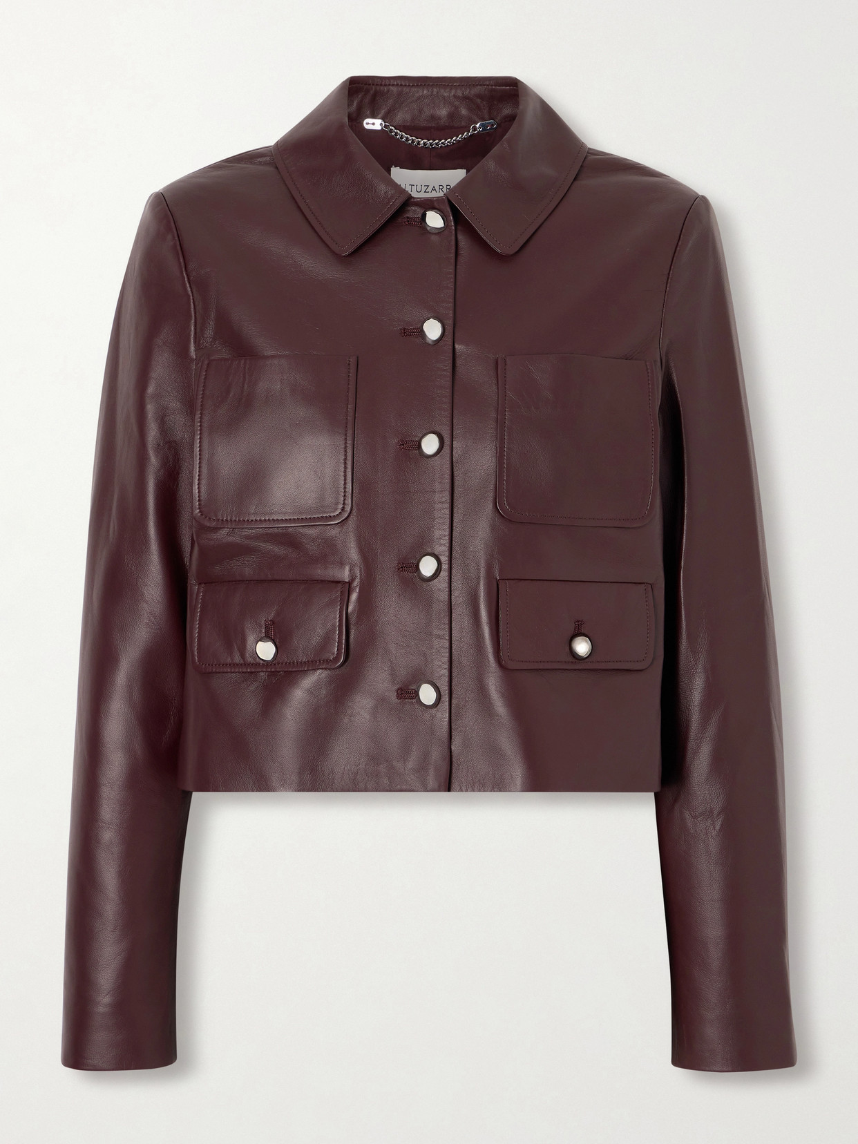 Altuzarra Astley Cropped Leather Jacket In Burgundy