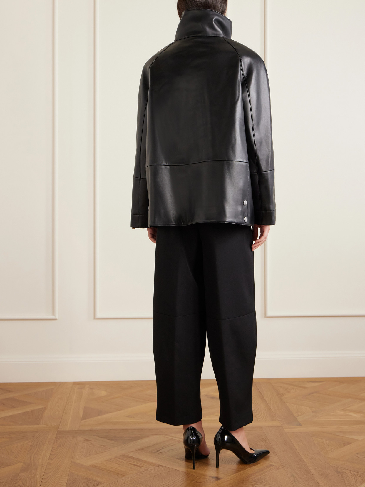 Altuzarra Aragon Oversized Leather Coat In Black