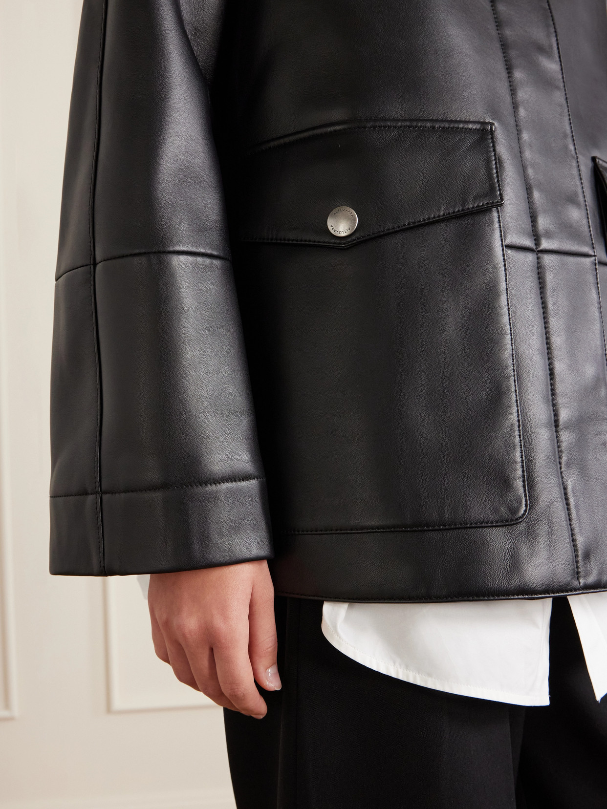 Altuzarra Aragon Oversized Leather Coat In Black