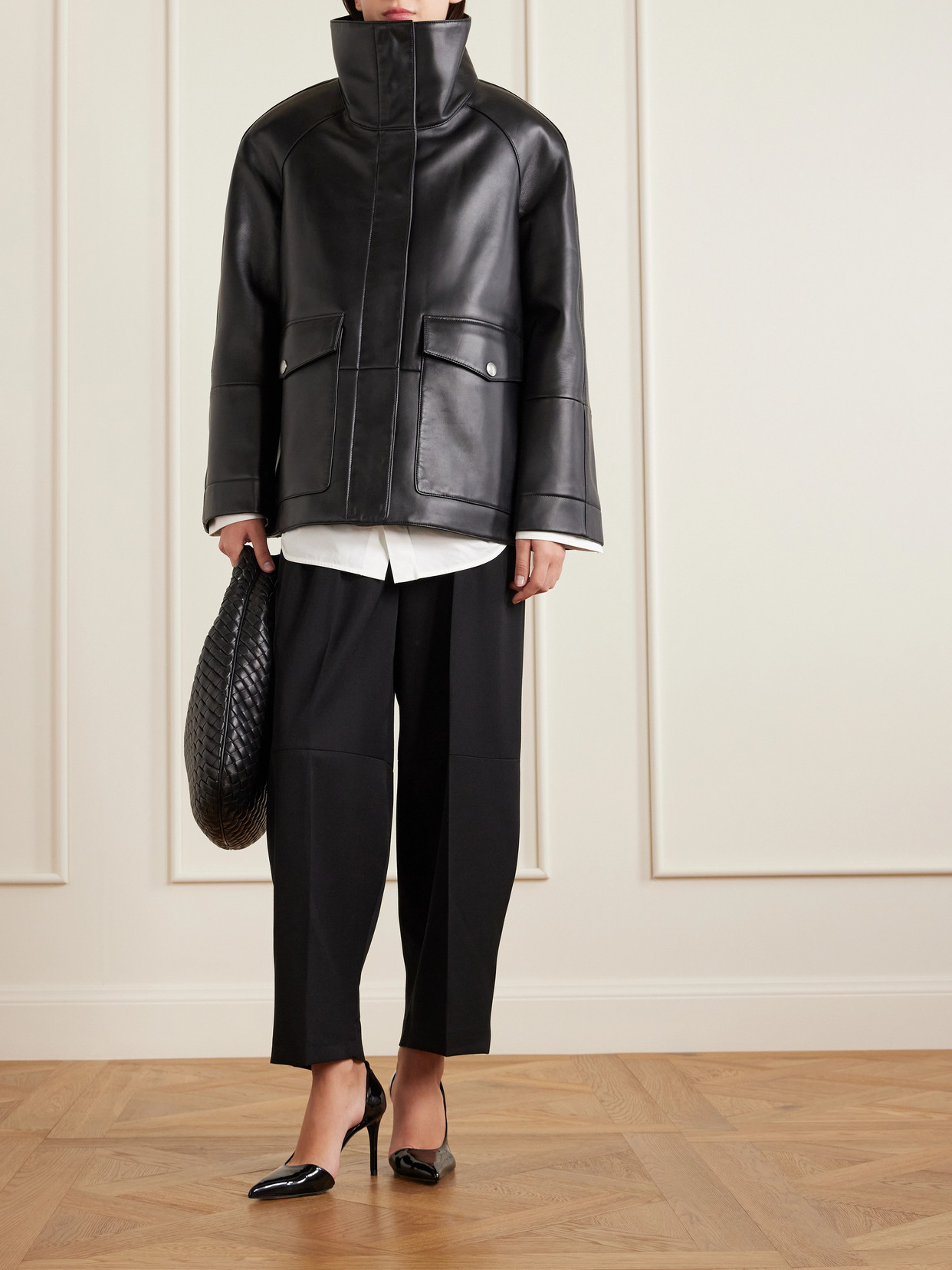 Altuzarra Aragon Oversized Leather Coat In Black