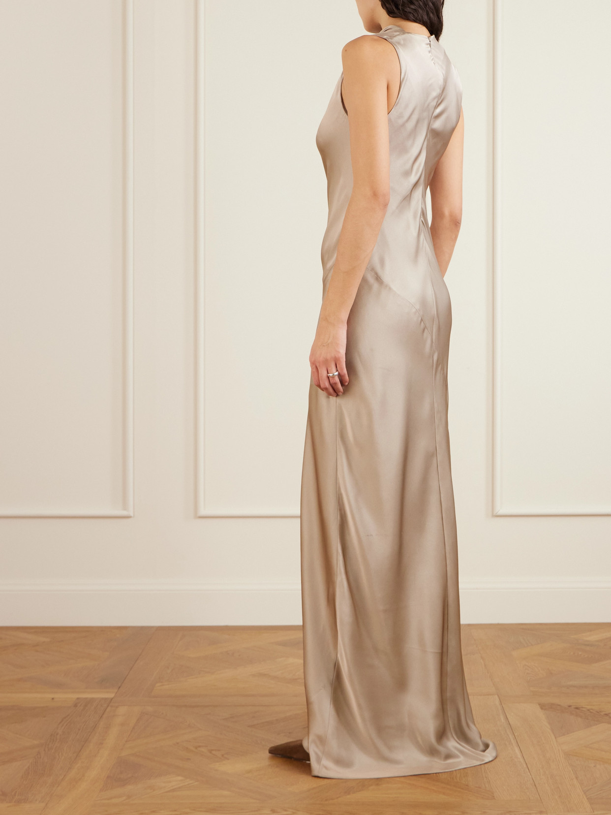 Brunello Cucinelli Silk Maxi Dress In Brown