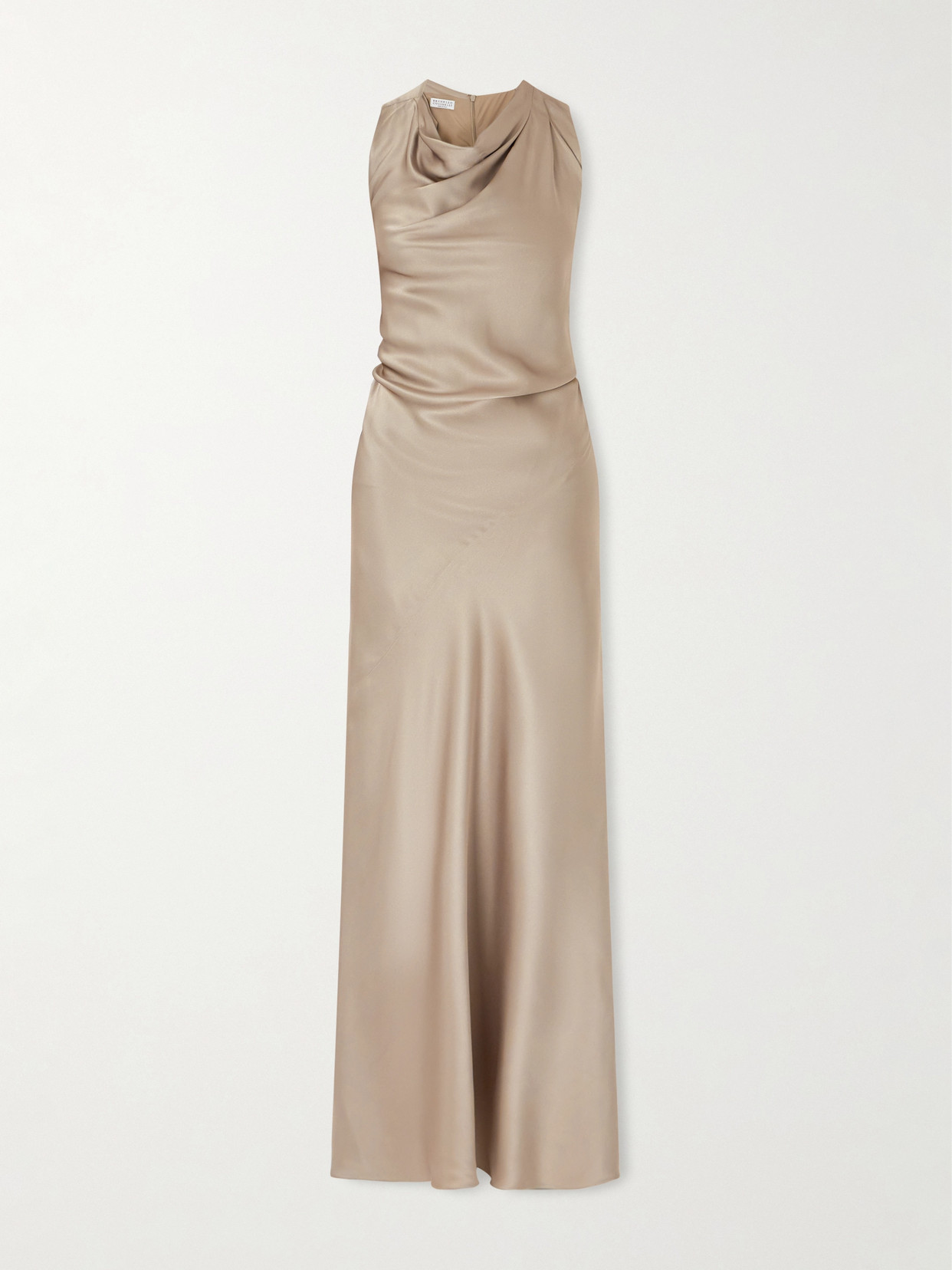 Brunello Cucinelli Silk Maxi Dress In Brown