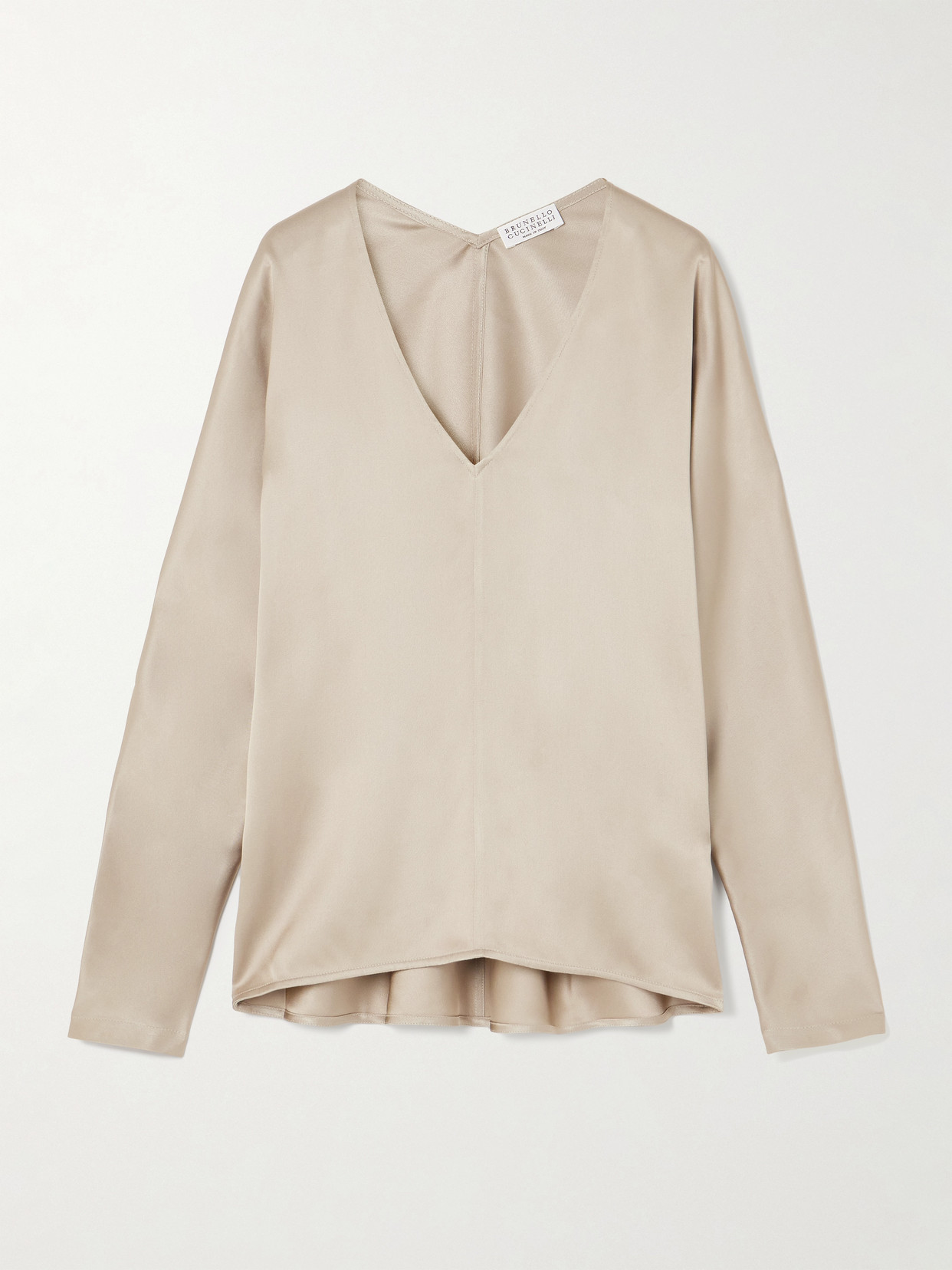 Brunello Cucinelli Silk-satin Blouse In Neutral