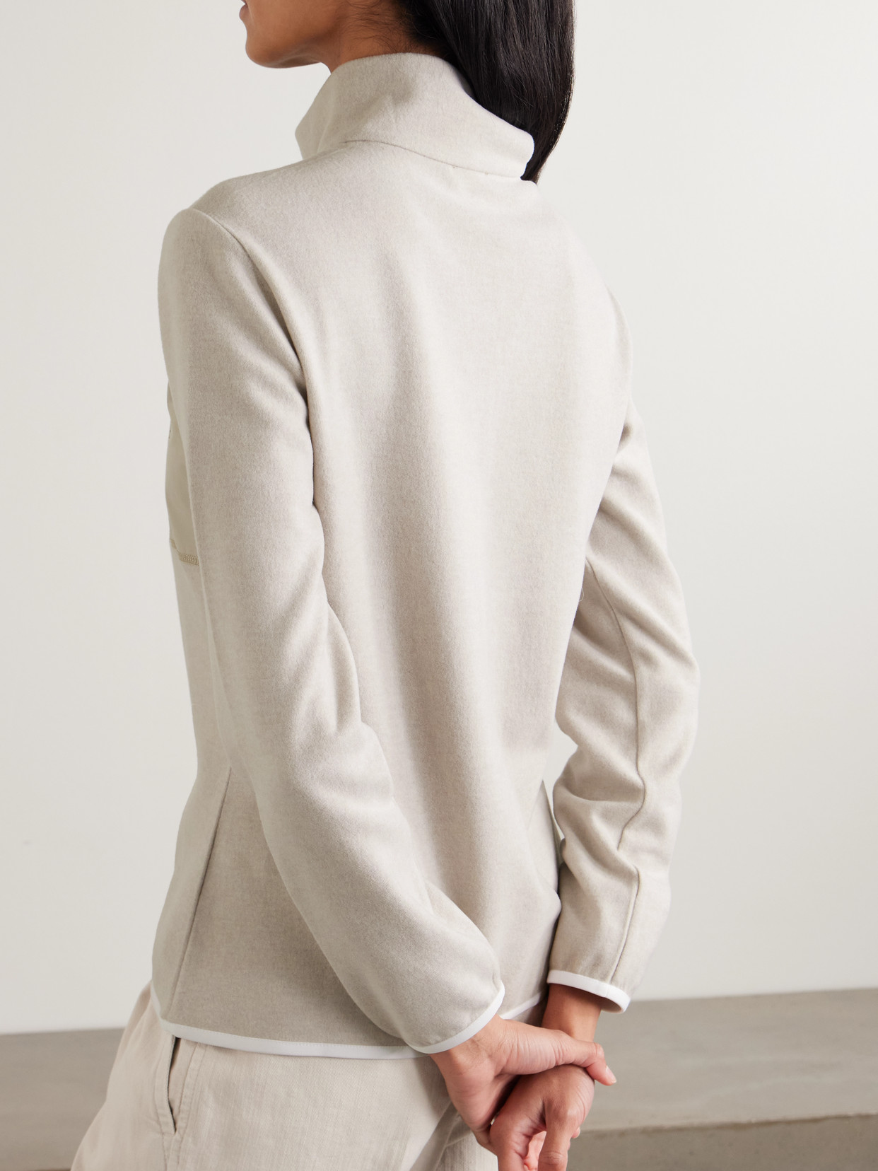 Shell-Trimmed Cashmere-Blend Sweatshirt