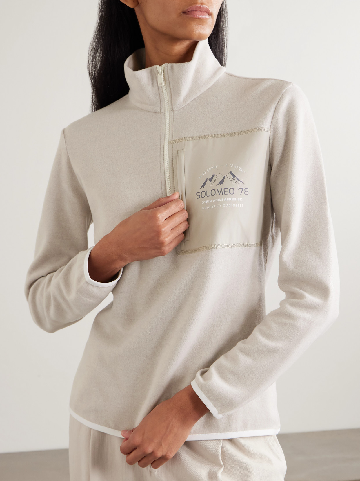 Shell-Trimmed Cashmere-Blend Sweatshirt