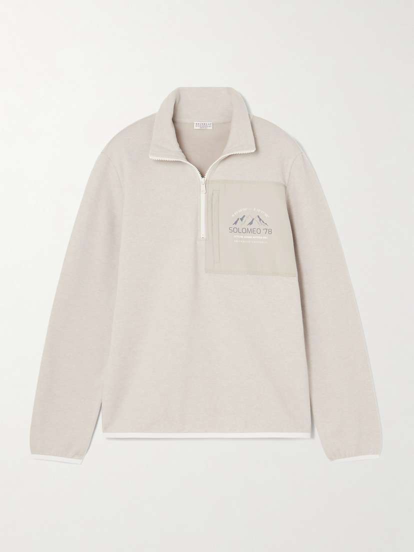 Brunello Cucinelli — Printed shell-trimmed cashmere-blend sweatshirt