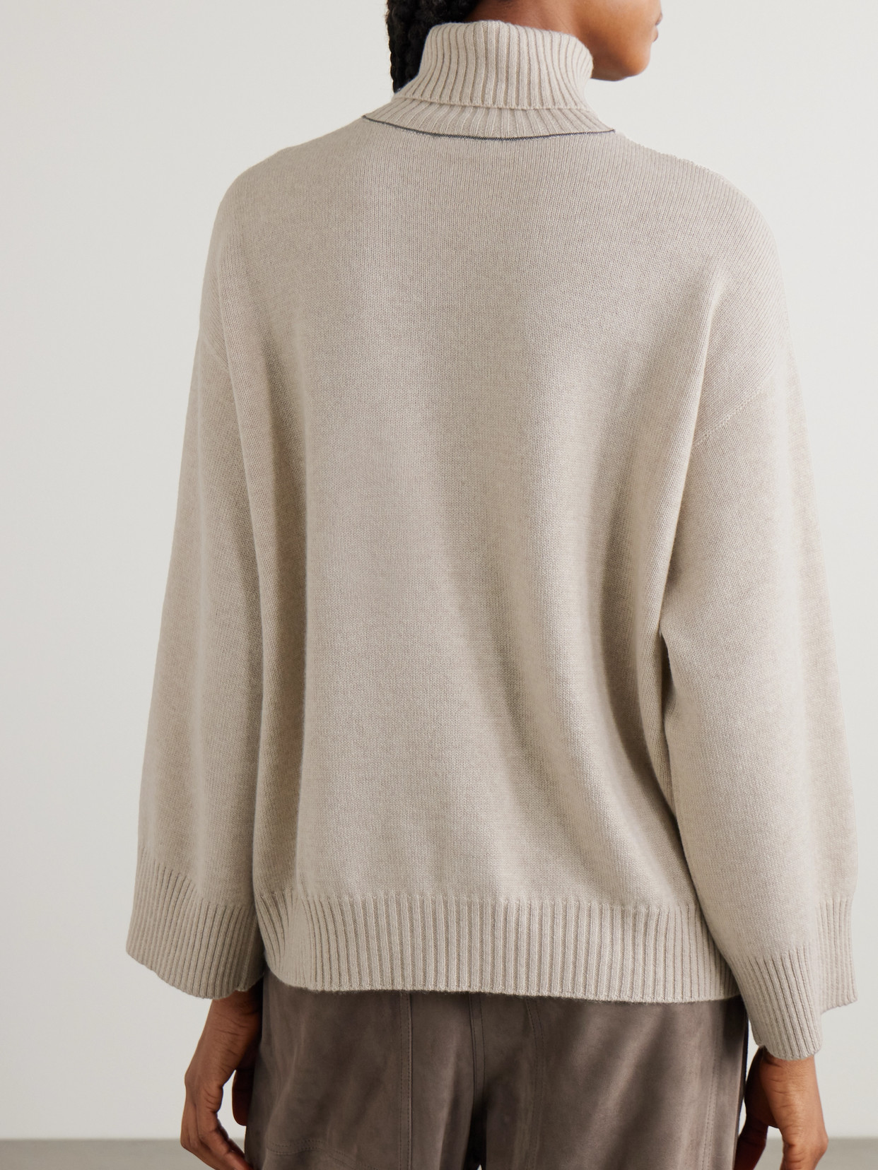 Brunello Cucinelli Cashmere Turtleneck Sweater In Neutral