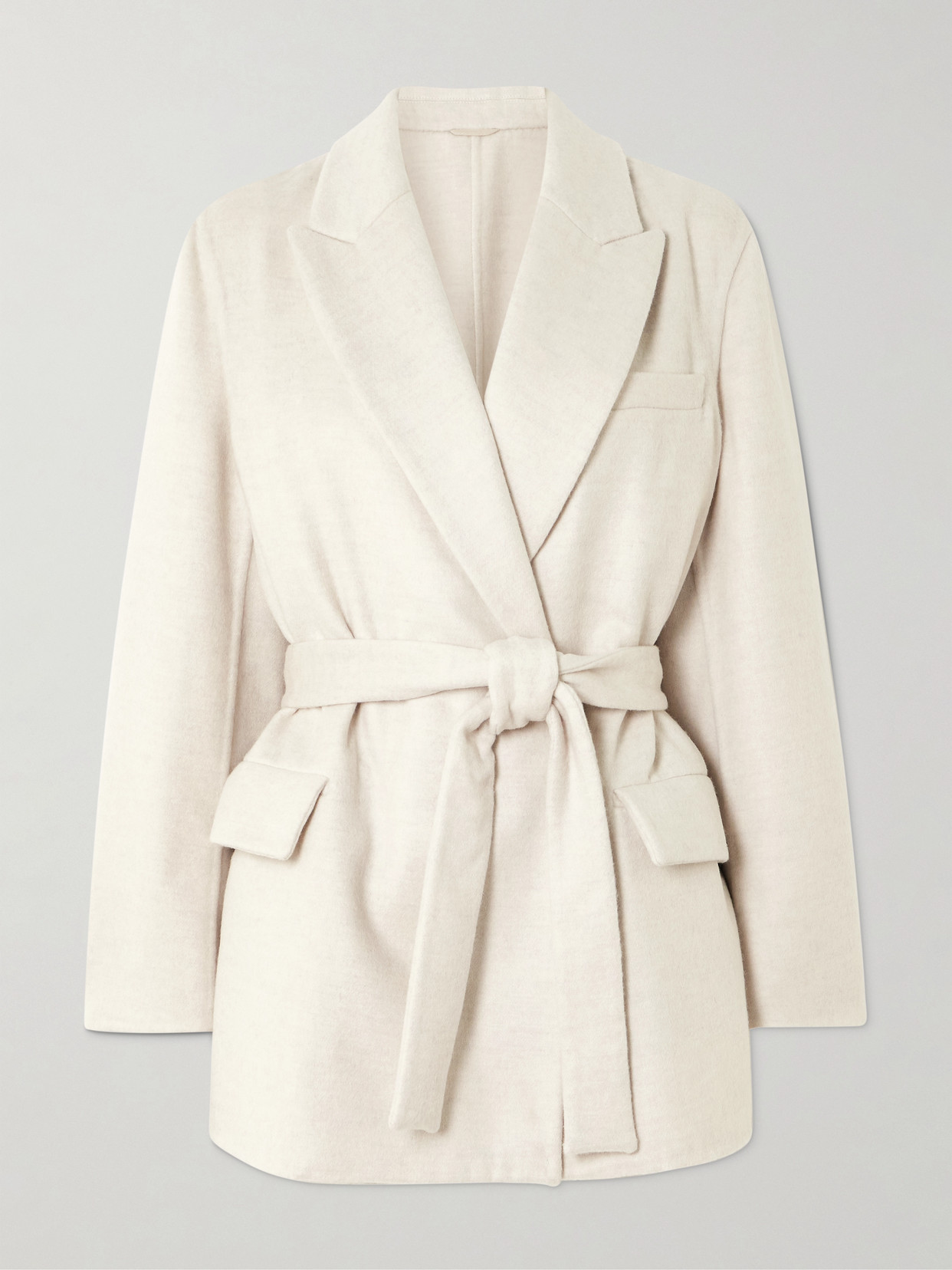 Brunello Cucinelli Belted Bead-embellished Corduroy Blazer In Ecru
