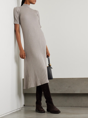 Brunello Cucinelli Ribbed cashmere-blend midi dress