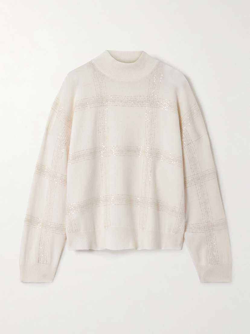 Brunello Cucinelli — Sequin-embellished wool, cashmere and silk-blend sweater